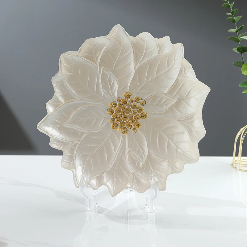 Новый синий лотос, белое стекло, европейское стекло, роскошное зарядное блюдо, белое зарядное устройство для ужина, тарелки