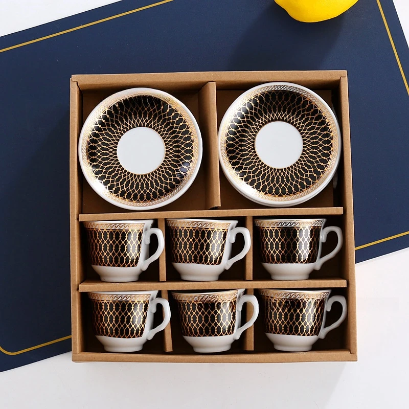 Creative Ceramic Coffee Cup Office Home Hotel Ceramicset 6 Cups 6 Saucer Coffee Cup Saucer Gift Set