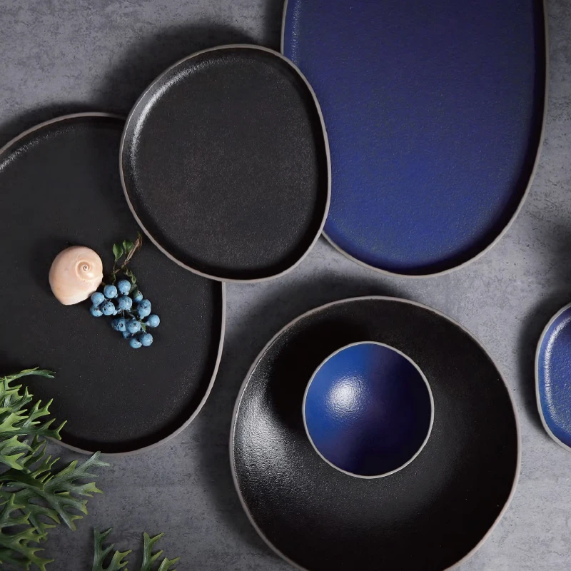 Популярные оптовые наборы керамических тарелок под глазурованную керамическую посуду Высококачественная керамическая тарелка