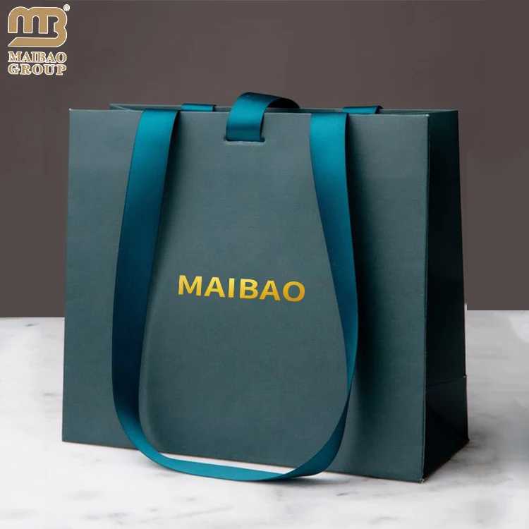 Картонная упаковка с лентой на заказ, сумки-тоут Bolsas, черные матовые розничные роскошные подарочные бумажные пакеты для покупок с логотипами