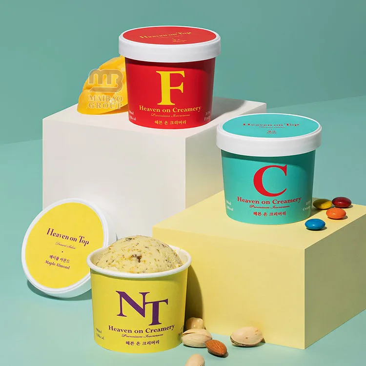 Персонализированный бумажный стаканчик с логотипом, 4 унции, 6 унций, 8 унций, 12 унций, 16 унций, 24 унции, стаканчик для замороженного йогурта, одноразовый бумажный стаканчик для мороженого с крышками