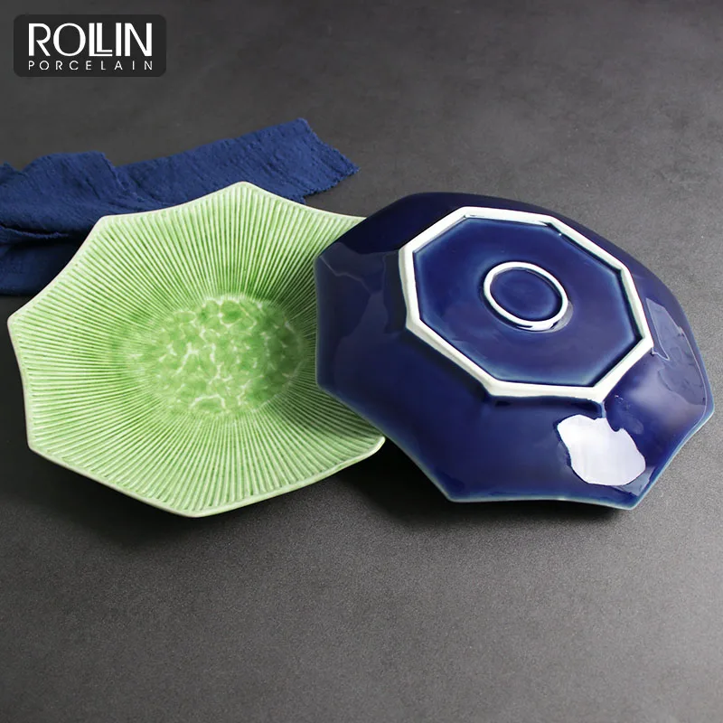 Изящные китайские керамические тарелки, посуда, тарелка в японском стиле, керамический набор посуды, тарелки, японский обеденный сервиз