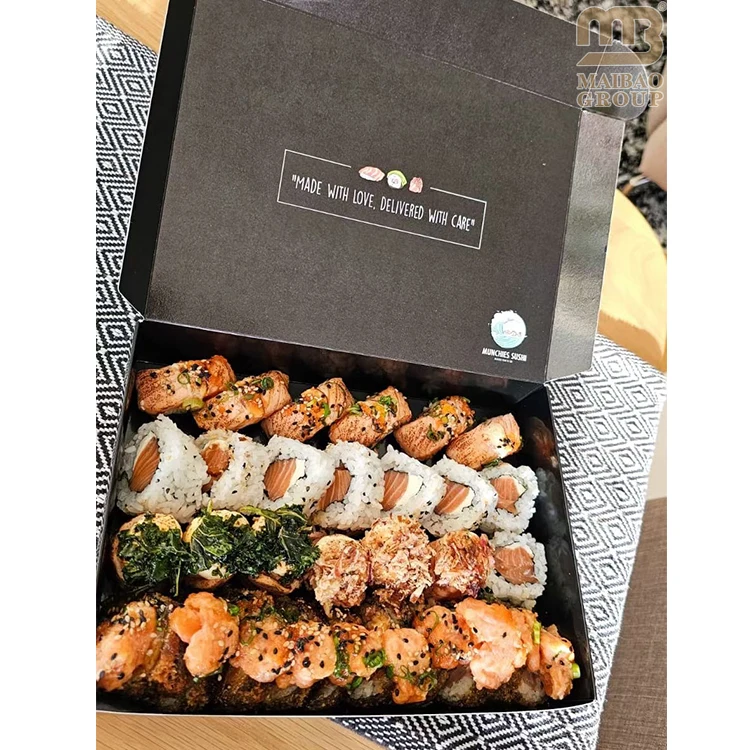 Напечатанная на заказ пищевая картонная бумага, коробка для суши, контейнер для упаковки фаст-фуда, коробка для суши на вынос, бумажная одноразовая коробка для суши