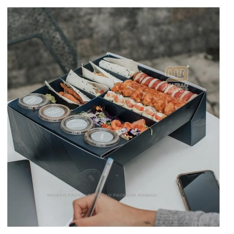 Пользовательские прямоугольные контейнеры для еды для ресторана, обеда, бенто, суши, контейнеры для еды, одноразовая коробка для еды на вынос для суши