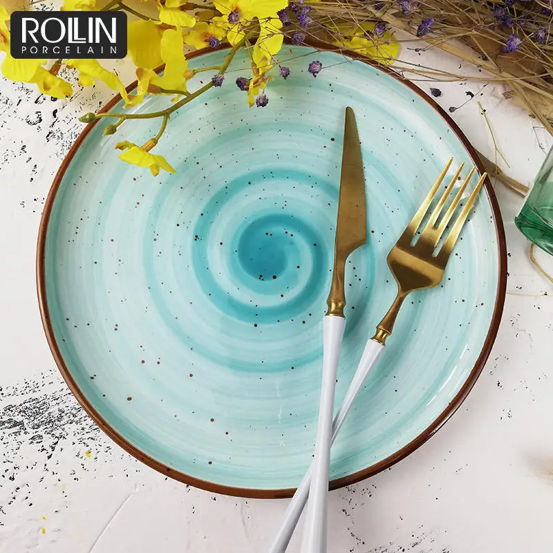 Тарелка для закусок зеленого цвета, индивидуальные керамические, лимонные, терракотовые керамические тарелки, экологически чистая фарфоровая посуда для ресторана