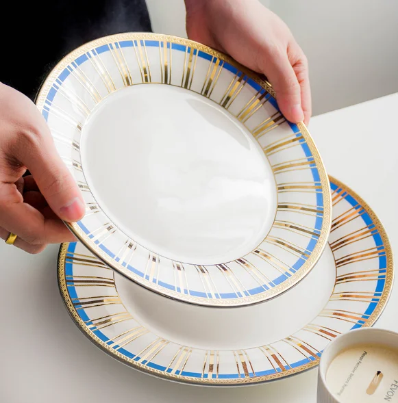 Сервиз Brett Chinabrett Gold Fine Bone с кофейной чашкой и блюдцем, фарфоровые тарелки Nordic