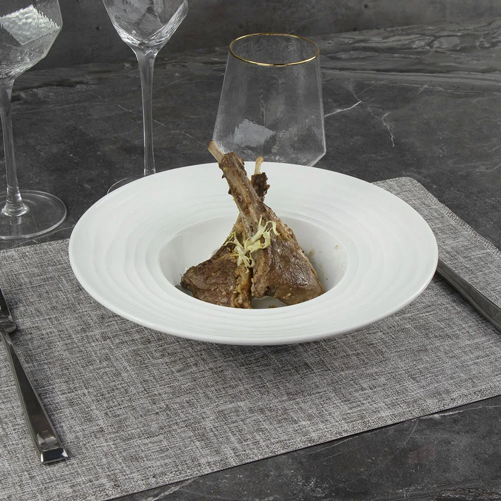 Оптовая продажа керамической посуды с принтом на заказ, набор салатных тарелок для шведского стола, тарелки для ресторанов общественного питания