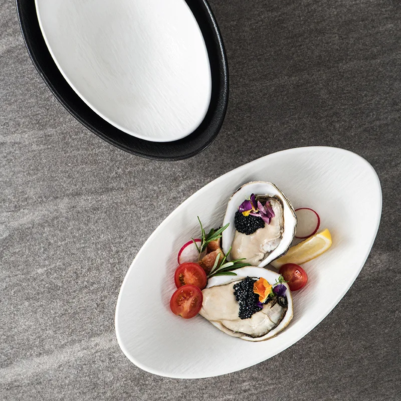Матовая свадебная тарелка, керамическая посуда, ресторан, Horeca, наборы посуды, фарфоровая рыба, японский поднос, матовый узор из белого камня