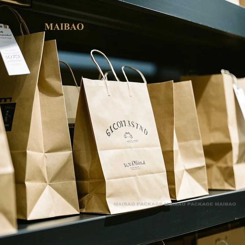 Персонализированные свадебные подарочные пакеты с принтом для гостей. Маленькие пакеты с благодарностью и логотипом. Эко-сумки для покупок из крафт-бумаги. Спасибо.