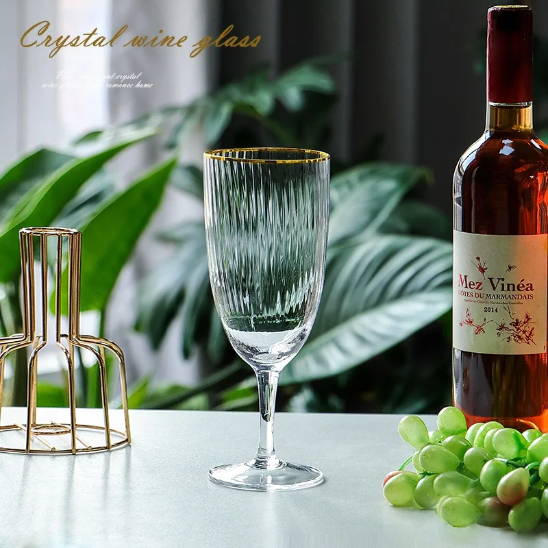 2024 Горячие оптовые дешевые ручные выдувные золотые края бокалы для вина длинного диаметра для свадеб