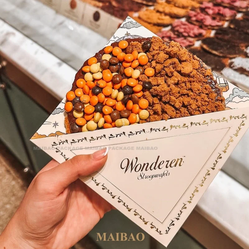 Бумажная коробка на вынос, упаковка для еды, упаковка для блинов, ломтиков пиццы, круассан, вафли, рожок для вафель