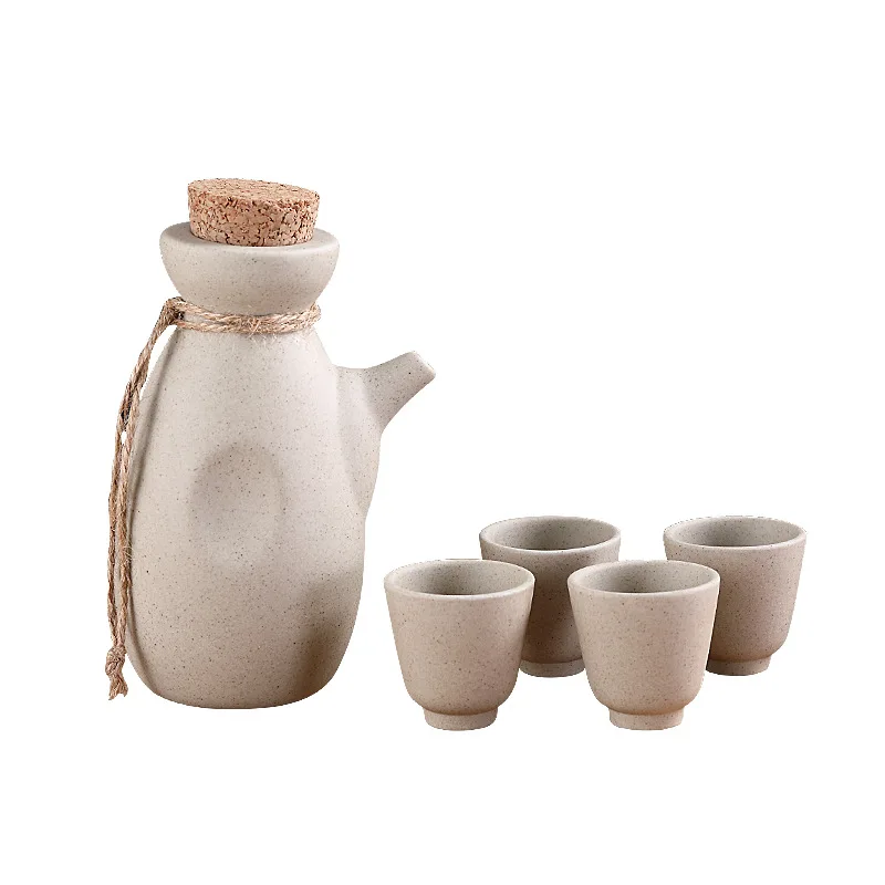 Factory Wholesale Flagon Japanese Style Ceramic Sake Set Ceramic Wine Cup Set