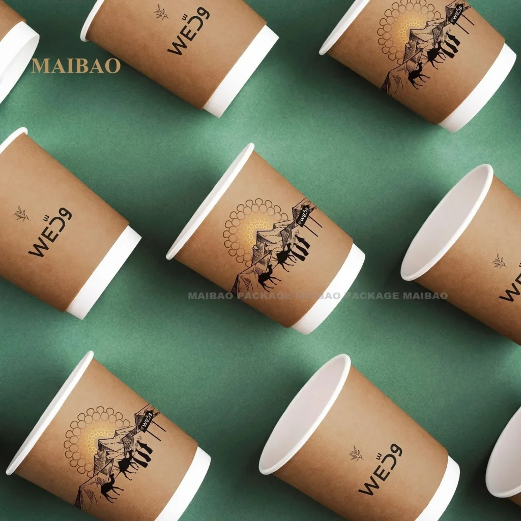 Биоразлагаемые бумажные стаканчики Pla с индивидуальной печатью для горячих напитков, 6 унций, 8 унций, 9 унций, 10 унций, 20 унций, чашка для чая, кофе на вынос с держателем для переноски