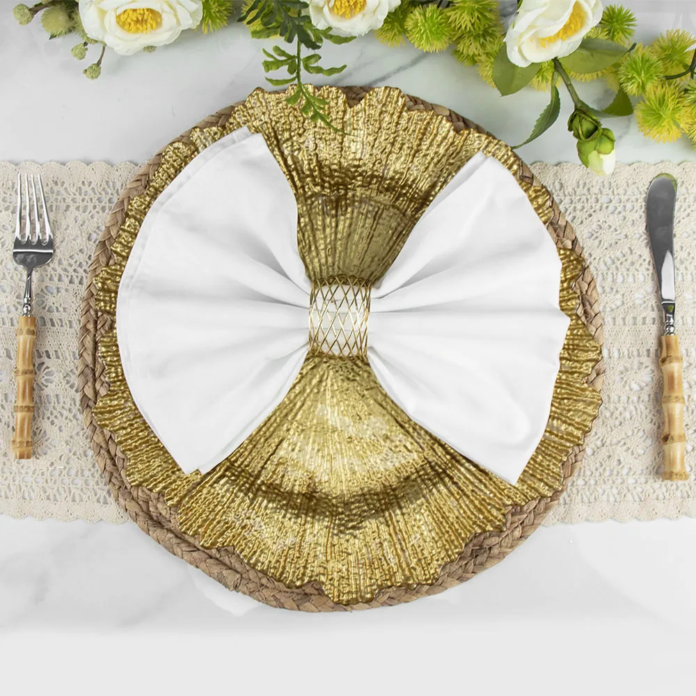 Оптовая продажа тарелки свадебные золотые западные тарелки новейшие элегантные золотые рифовые стеклянные зарядные тарелки золотые