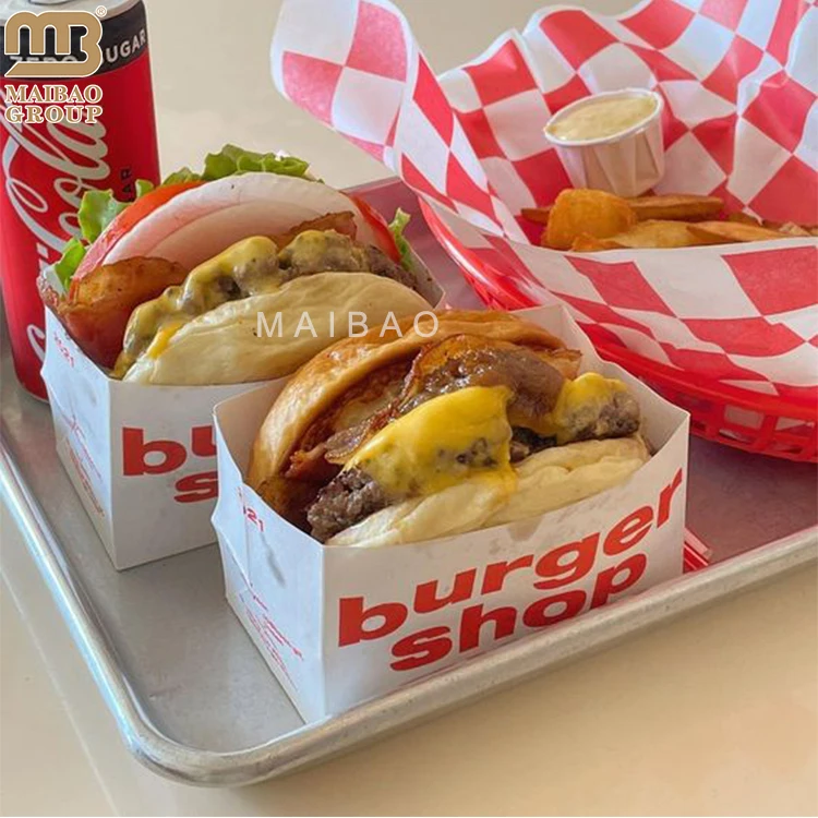 Упаковочный пакет с жиронепроницаемым покрытием на заказ с принтом на вынос для фаст-фуда, сэндвича, хлеба, гамбургера, жареной курицы, бумажных пакетов