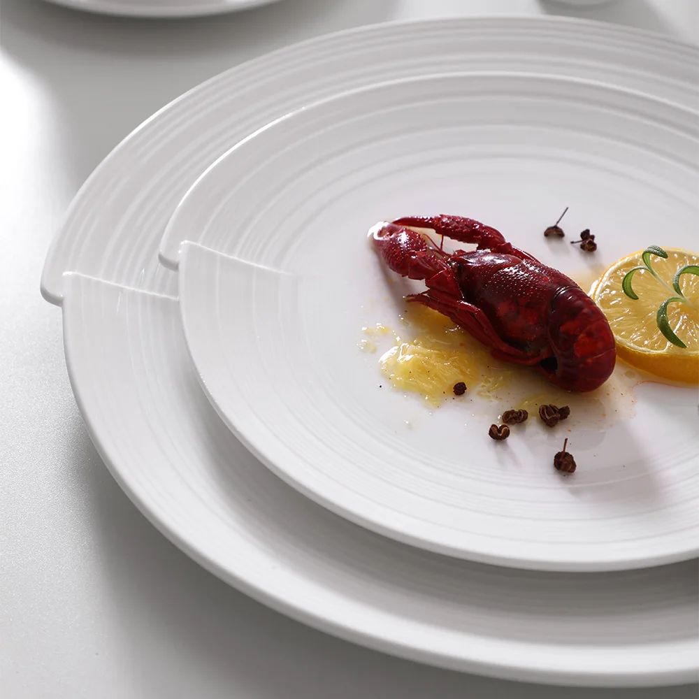 Поставщики общественного питания для отелей и ресторанов Белая тарелка для шведского стола Китай Фарфоровые тарелки для закусок Керамические тарелки для общественного питания для отелей