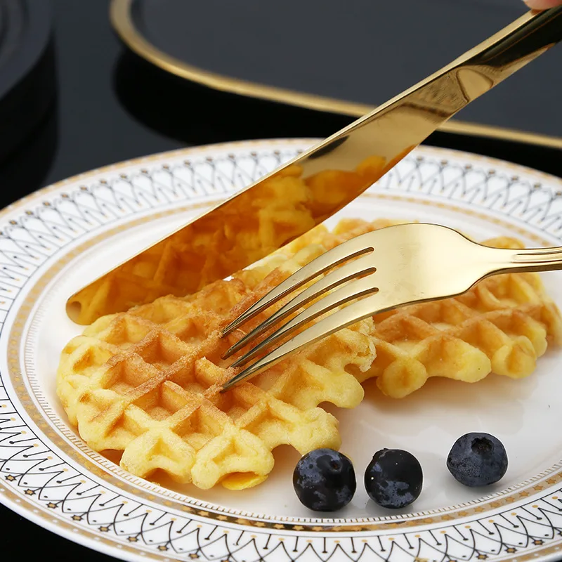 Relief Palace Stainless Steel Western Set Knife Fork and Spoon Steak Dinnerware Metal Tableware