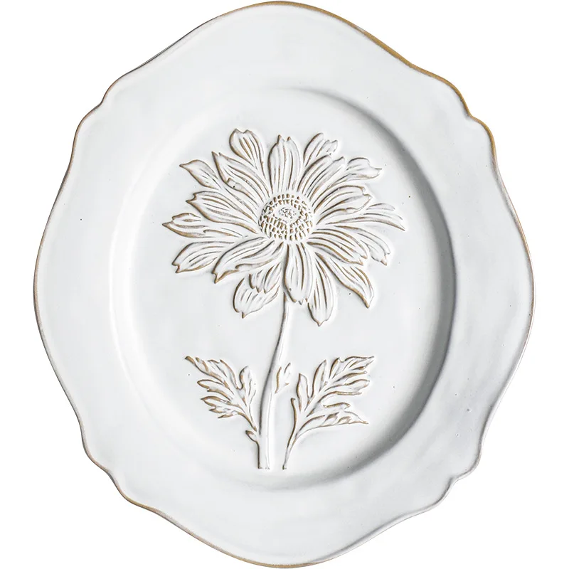 Creative Tulip Relief Hydrangea Vintage Flower Plate Set Eco-Friendly Dessert Plates for Party