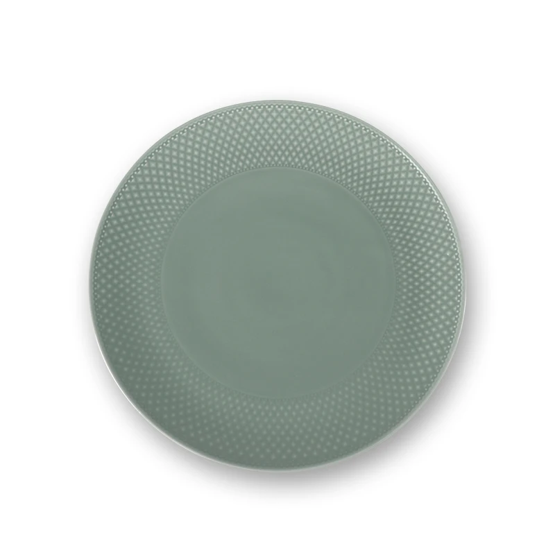 Новый дизайн обеденных тарелок для отеля, кафе, новая реактивная глазурь, индивидуальный логотип, фарфоровая керамическая зеленая тарелка, обеденный сервиз зеленого цвета