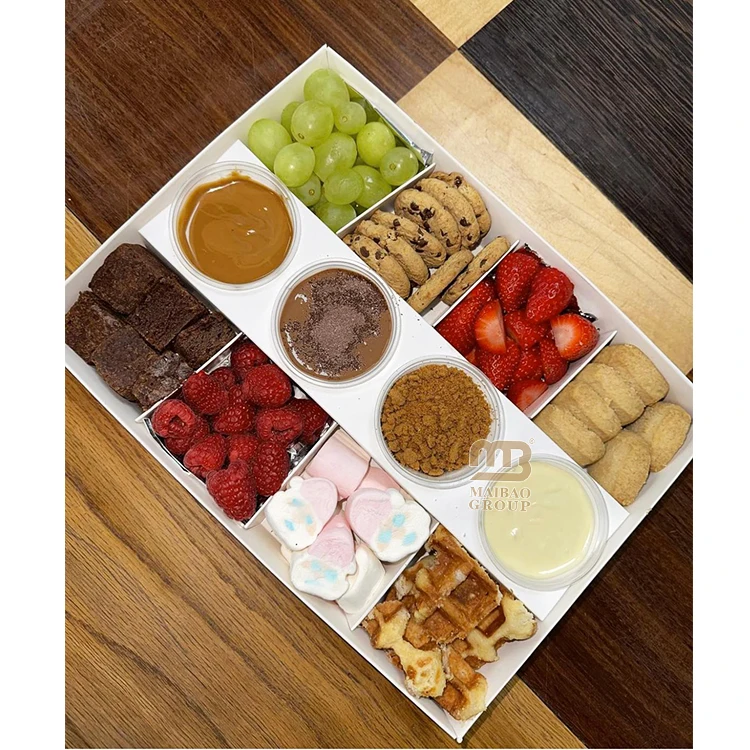 Коробка для пирожных, печенья, вафельных палочек на заказ, коробки для сладкого шоколада с разделителями, коробка для кейтеринга, десертного бранча, пастбища