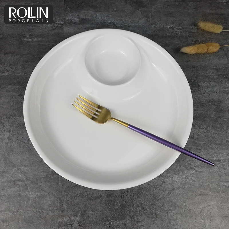 Фарфоровая тарелка по индивидуальному заказу, оптовая продажа, сервировочная тарелка для ресторана, керамическая тарелка с миской для школы