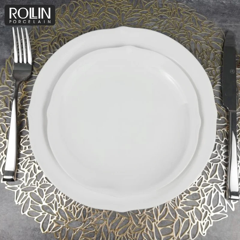 Оптовая торговля керамической тарелкой для банкета, круглой фарфоровой тарелкой для шведского стола для гостиницы и ресторана