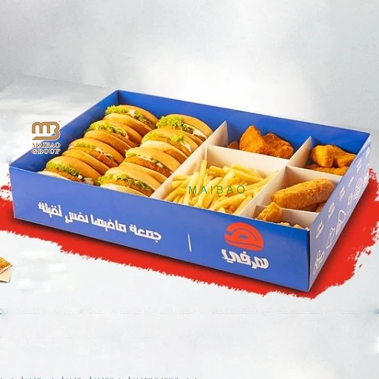 Напечатанная на заказ одноразовая эко-гофрированная упаковочная коробка для гамбургеров, контейнеры для фаст-фуда, коробки для еды, ресторан, картофель фри, коробка для пиццы