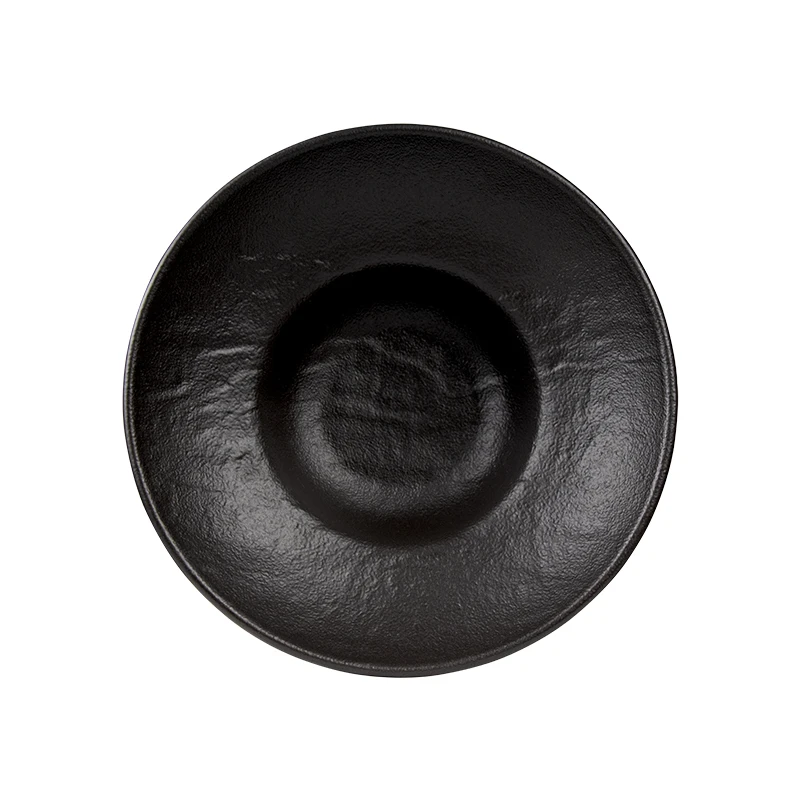 Черная матовая посуда Очень глубокие круглые тарелки Надежная заводская посуда, легко чистящаяся Фарфоровая суповая тарелка Посуда для ресторана