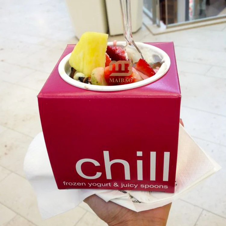 Фруктовое мороженое, йогурт, замороженный контейнер на вынос, бумажная коробка для печати логотипа на заказ с вставкой в чашку, бумажные стаканчики для замороженного йогурта с коробкой