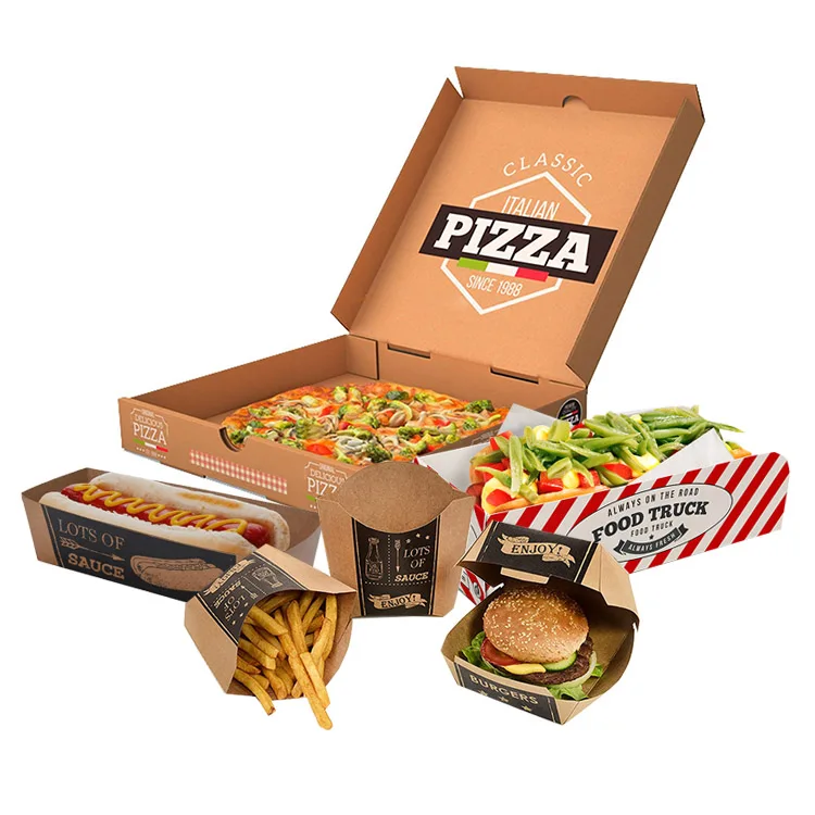 Персонализированные черные контейнеры для упаковки пищевых продуктов с логотипом, Италия, шестиугольная гофрированная крафт-бумага, коробка для хот-догов, фри, гамбургеров, пиццы