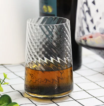 Пользовательский логотип, прозрачные полосатые игристые флейты ручной работы, роскошные барные кухонные бокалы для вина с хрустальным дизайном без ножки