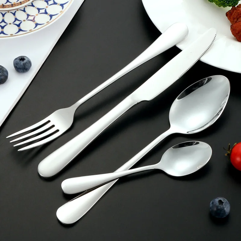 Sustainable Stainless Steel Cutlery Set in Black Silver Rose Gold Kitchen Knife Fork Dinner Spoon Flatware Collection