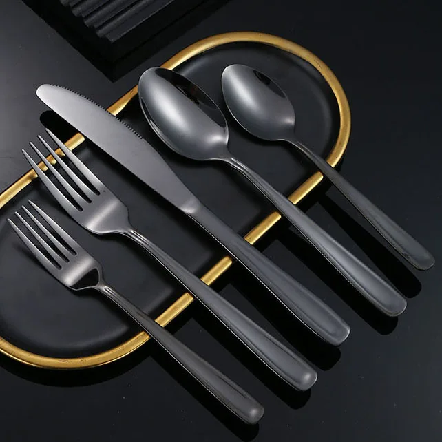Luxury Stainless Steel Cutlery Silver Restaurant Wedding Set Flatware Spoons Forks and Knives for Events