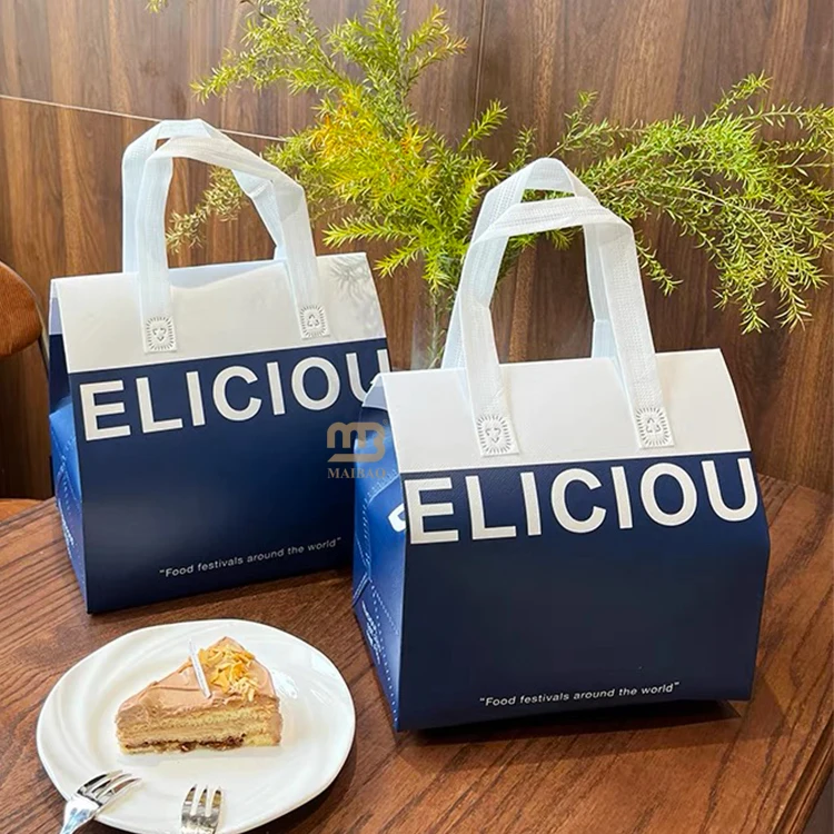 Изолированная сумка-холодильник с принтом на заказ для еды, напитков на вынос, сумка-холодильник для торта Боба, чая, мороженого, многоразовая нетканая термосумка