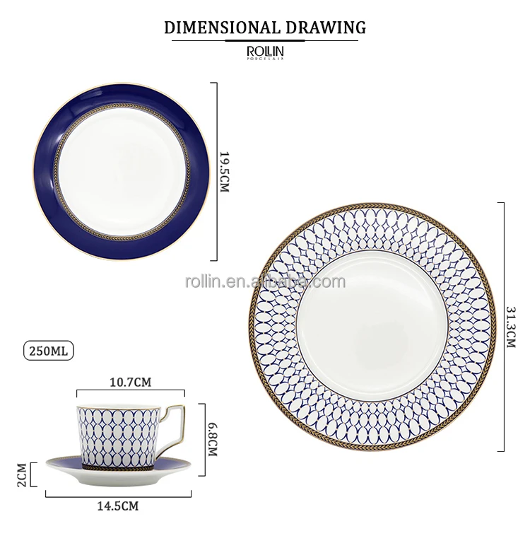 Керамическая фабрика, оптовая продажа чайных сервизов, набор столовой посуды с золотой оправой, изысканный роскошный обеденный сервиз из костяного фарфора, фарфоровая тарелка высокого качества