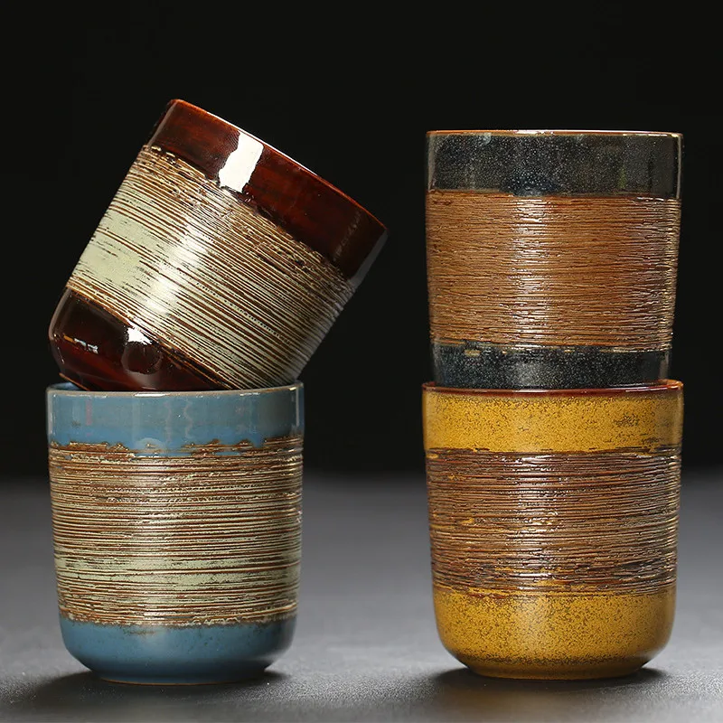 Retro Kiln Change Ceramic Coffee Cup Mugs Coarse Pottery Mug Japanese Style Tea Cups