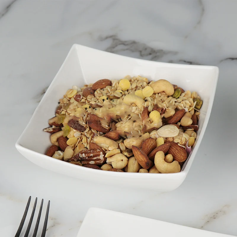 Белая керамическая квадратная тарелка Фарфоровые наборы посуды оптом Белая квадратная тарелка