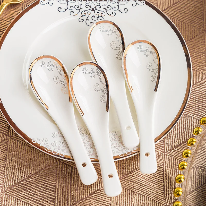 European-Style Luxury Ceramic Dinner Plate Set Phnom Penh Embossed Cutlery Porcelain Tableware for Households Restaurants Gifts