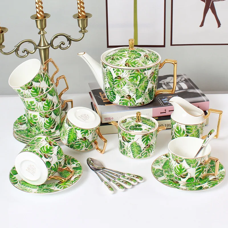 15PCS Ceramic Coffee Set Bone China Afternoon Gift Box Tea Red Tea Set Coffee Cup and Saucer