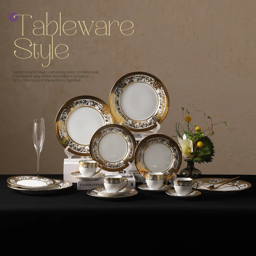 Роскошный набор ближневосточной золотой керамической посуды для свадеб и особых случаев