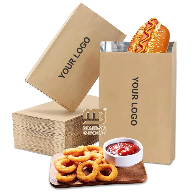 Бумажный пакет с подкладкой из алюминиевой фольги с принтом на заказ, сумка для хот-догов, термостойкая еда, упаковка для гамбургеров на вынос, сумка для шашлыков, жареной курицы