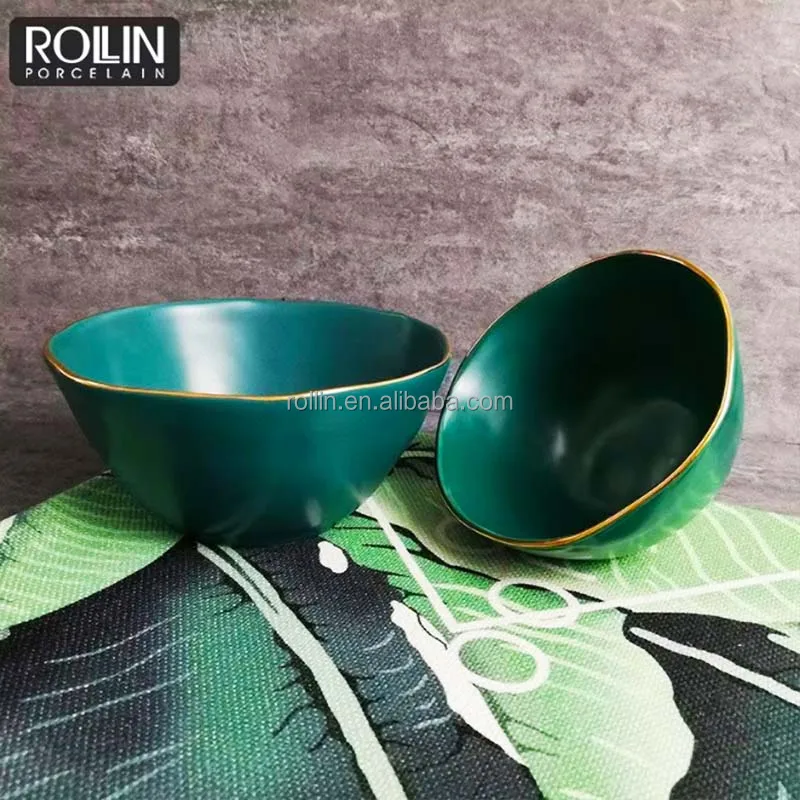 Оптовая продажа тарелок, посуда, заводская цена, новый дизайн, зеленый цвет, глазурованный керамический обеденный набор посуды, зеленые фарфоровые глубокие тарелки