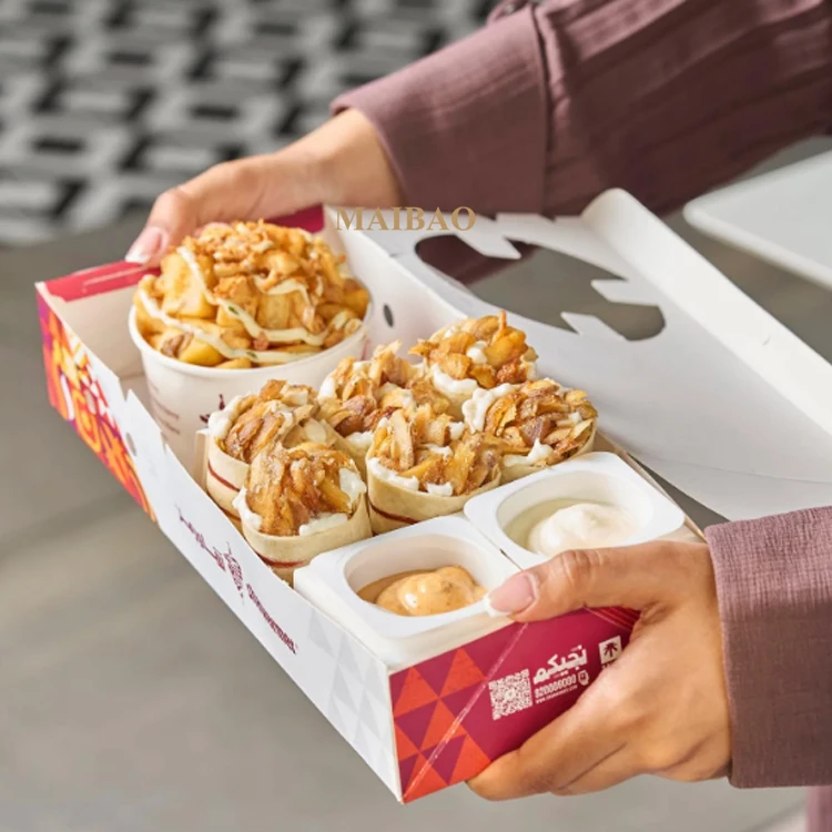 Бумажный ланч-бокс для еды на вынос для горячей еды, одноразовая коробка для шаурмы и буррито с принтом на заказ, оптовая продажа, коробки для упаковки пищевых продуктов