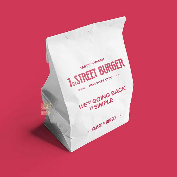 Маслостойкая бумажная сумка из крафт-бумаги с принтом на заказ для сэндвичей, хлеба, гамбургеров, жиронепроницаемая бумажная сумка на вынос, белая бумажная сумка для еды