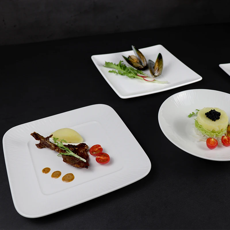 Ресторанные принадлежности, белые фарфоровые керамические тарелки, тарелки для свадебных закусок, тарелки для свадебного ужина