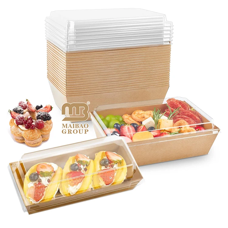 Упаковка для кексов с принтом на заказ, коробка для мясных закусок с прозрачными крышками, мини-коробка для ломтиков торта, контейнер для еды, бумажная коробка для выпечки, бумажная коробка для сладостей