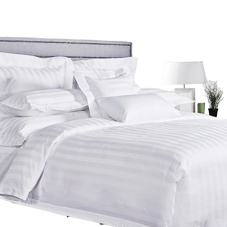 Роскошный комплект постельного белья из 100% хлопка в полоску 3 см для отелей, белые вышитые простыни, одеяла, простой стиль для 5-звездочных гостиниц