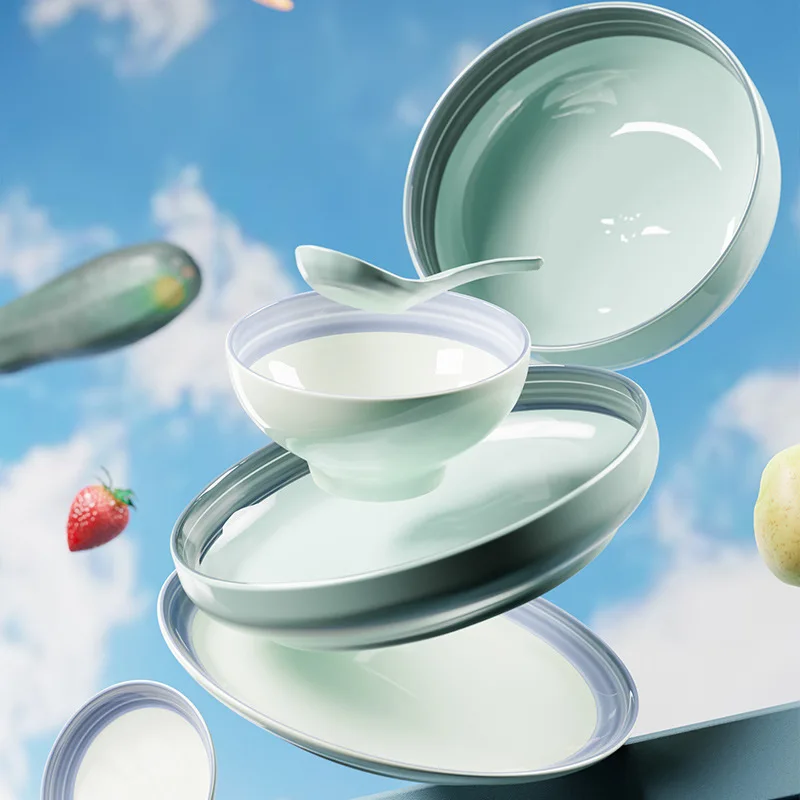 Modern Luxury European-Style Ceramic Tableware Hotel Restaurant Grade Disposable Sustainable Cutlery Set for Home Kitchenware