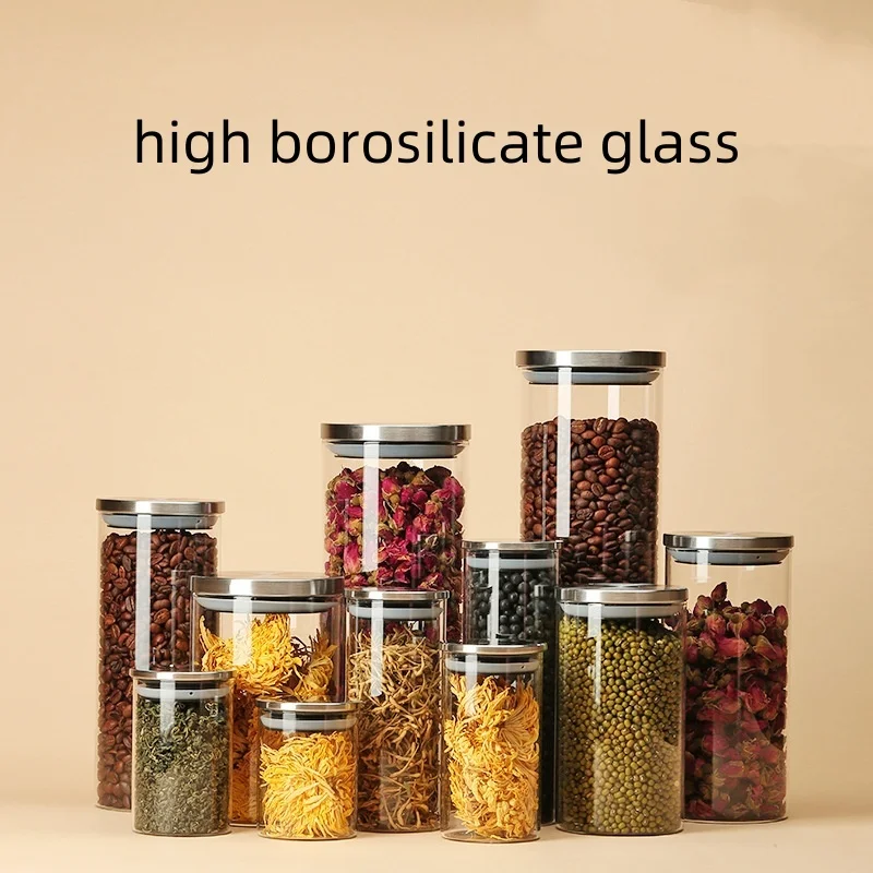 Хранение пищевых продуктов. Банка для хранения из боросиликатного стекла. Взрывозащищенная герметичная консервация свежести для безопасного и надежного хранения.