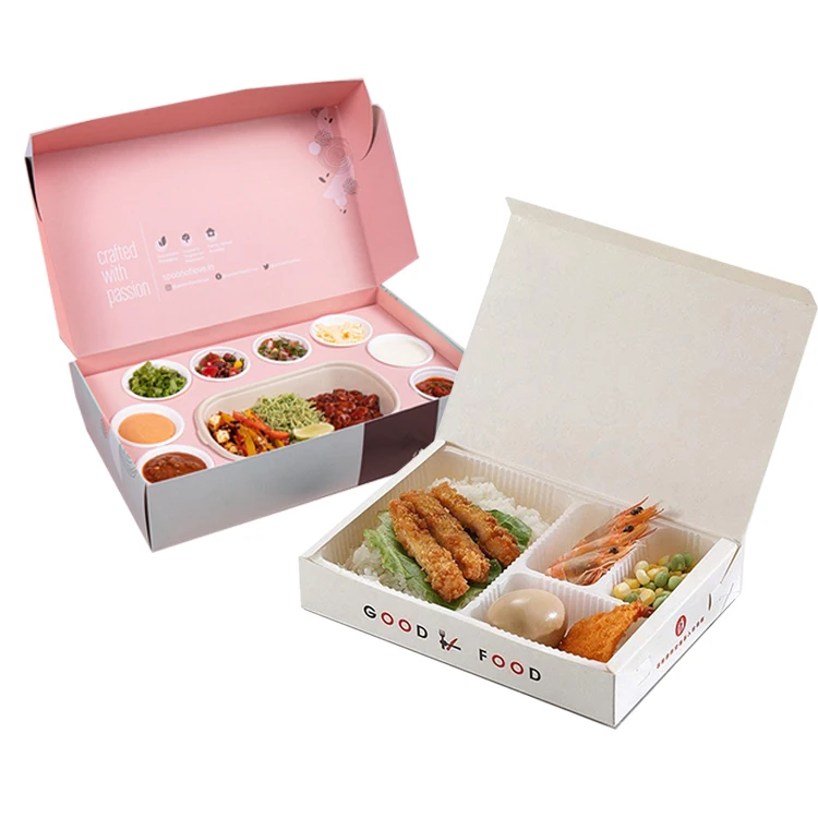 Напечатанные на заказ экологически чистые ресторанные крафт-бумаги, контейнеры для обеда на вынос, упаковка для еды, японская коробка для суши, бенто на вынос